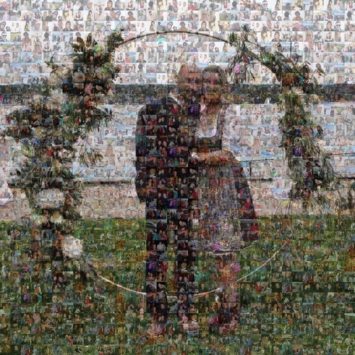 Foto del cliente Rainer para la valoración Impresión Fotomosaico [En línea] Dibond 100x100cm