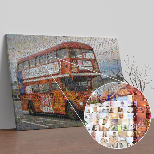 Crea tu Fotomosaico del icónico bus de Londres con tus recuerdos únicos